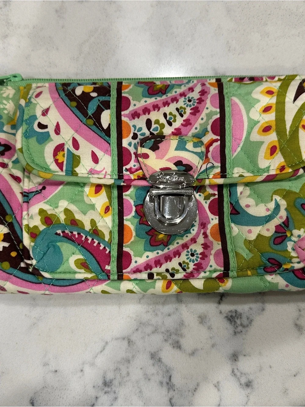 Vera Bradley Quilted Tutti Frutti Wristlet - Pink, Green & Turquoise